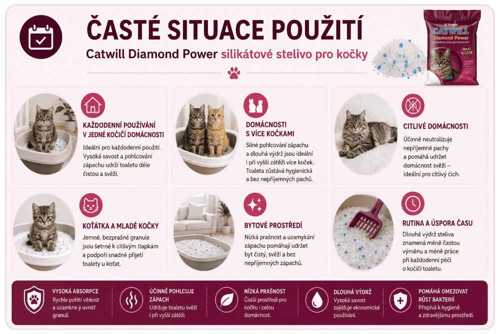 Catwill kde používat stelivo